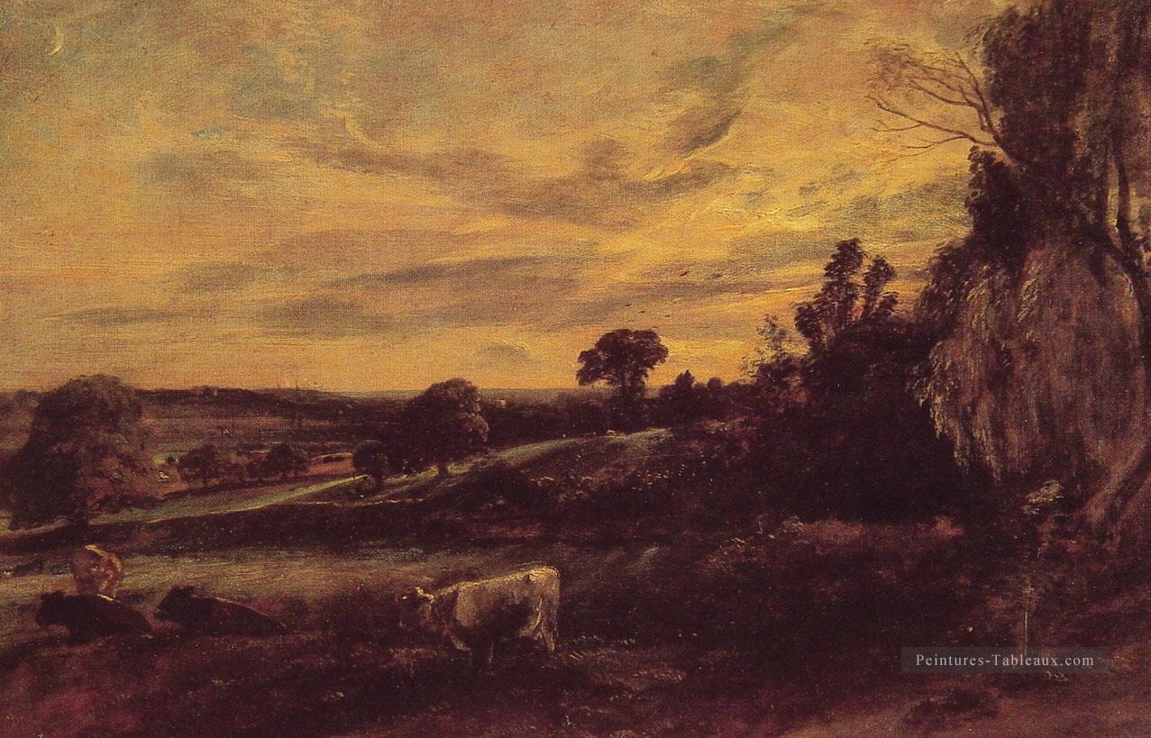 Paysage Soir romantique John Constable Peintures à l'huile